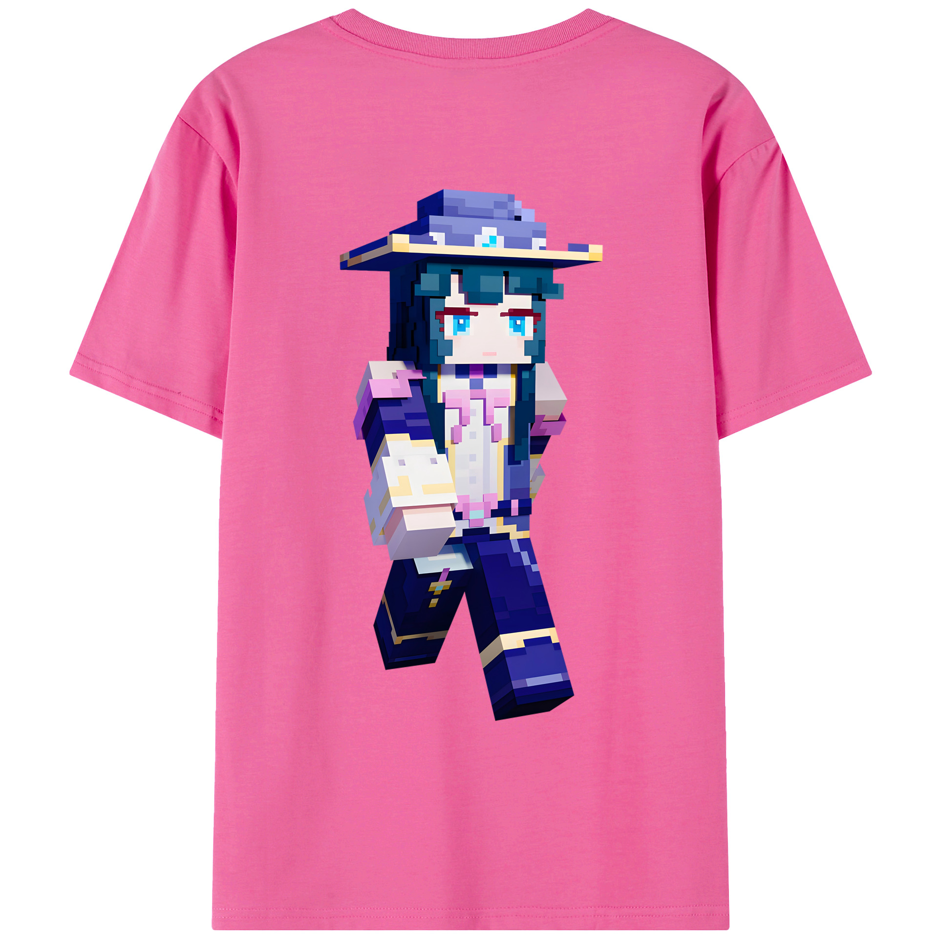 （画像用） マインクラフト ブロックの世界 Minecraft MC Block world レディース半袖Tシャツ(バックプリント)